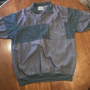 Vintage HUGO VANENTINO 1/4 button Grey Front Pocket Baggy Oversized L 42" chest